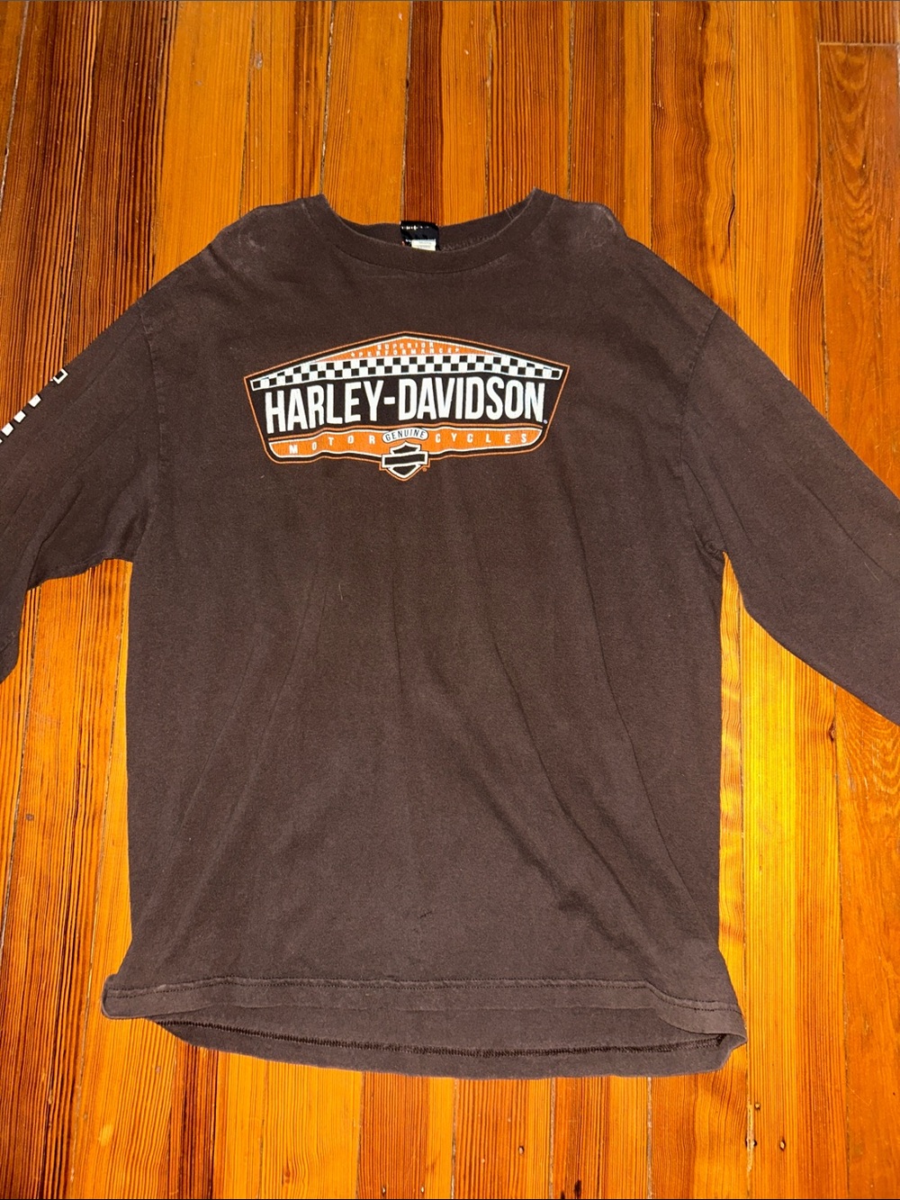 Harley-Davidson Brown Long Sleeve Logo Tee with Orange Accents (SEE CALLOUTS)